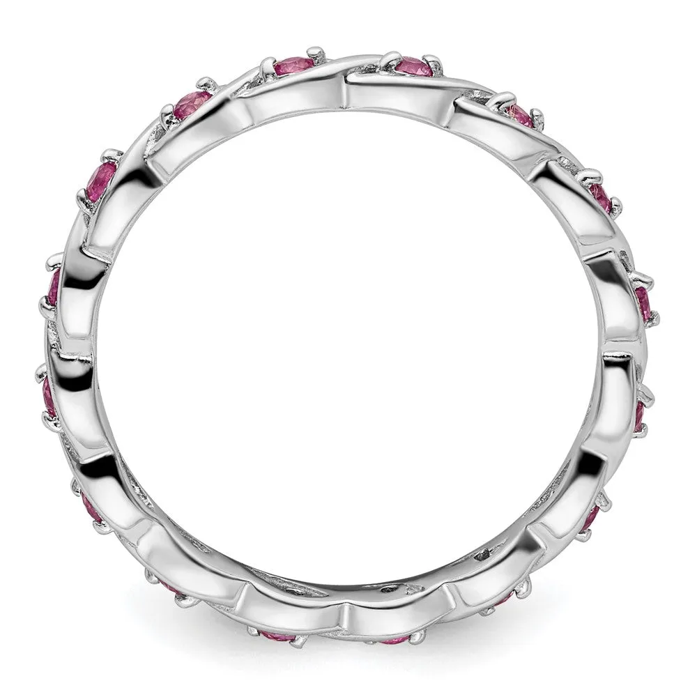 Stackable Expressions Created Pink Sapphire Ring in Sterling Silver