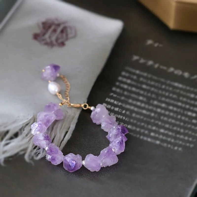 Trendy Genuine Freshwater Pearl Amethyst Bracelet