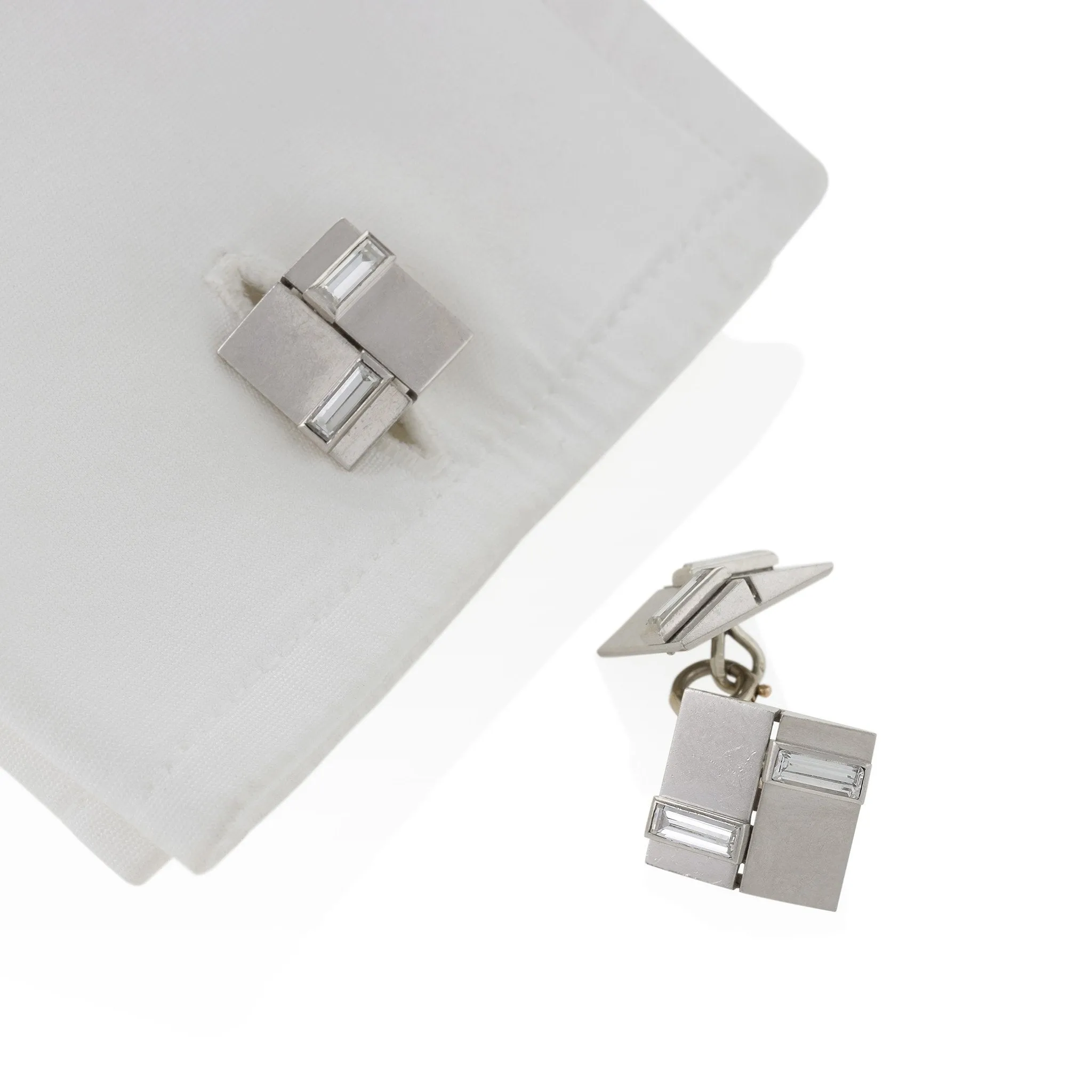 Van Cleef & Arpels Diamond and Platinum Cuff Links