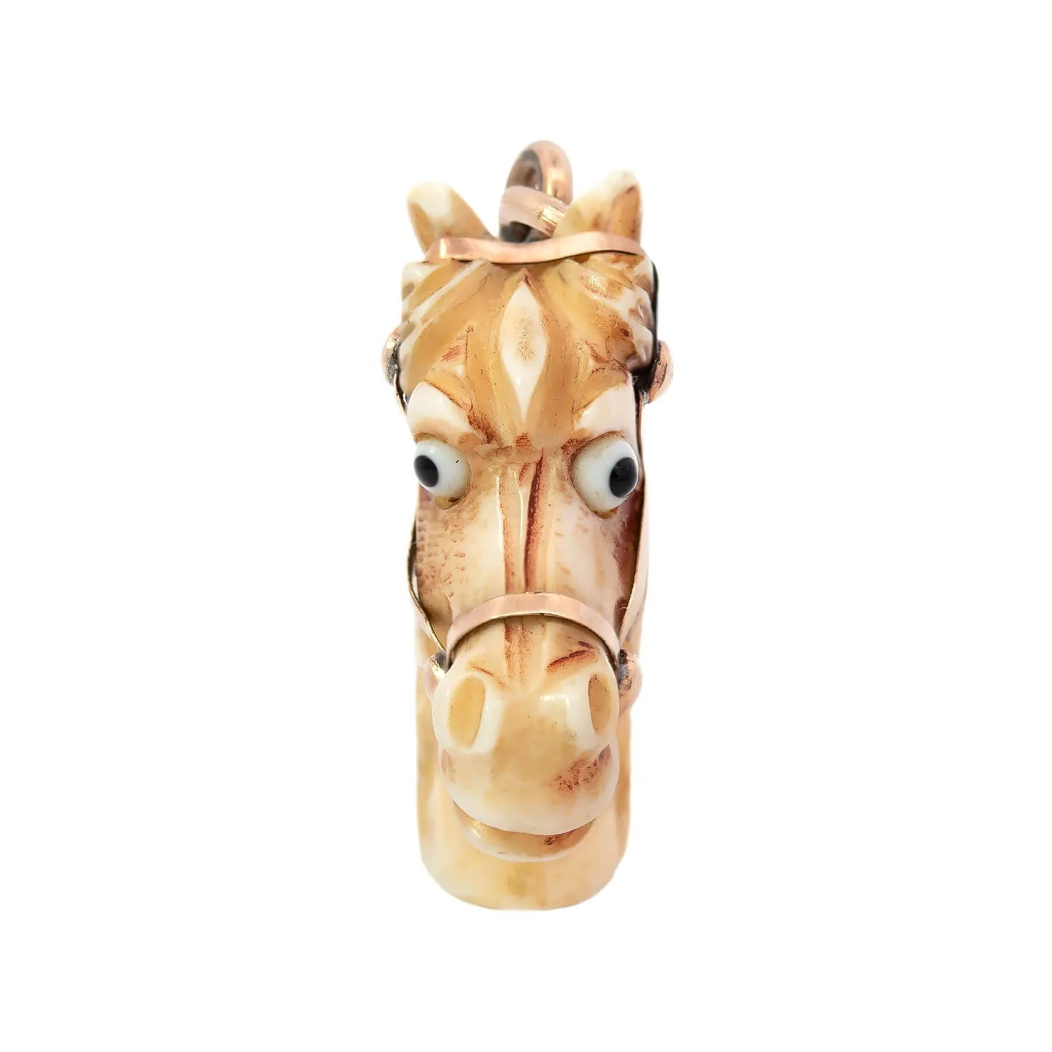 Victorian Gold Filled Carved Bone Horse Head Fob