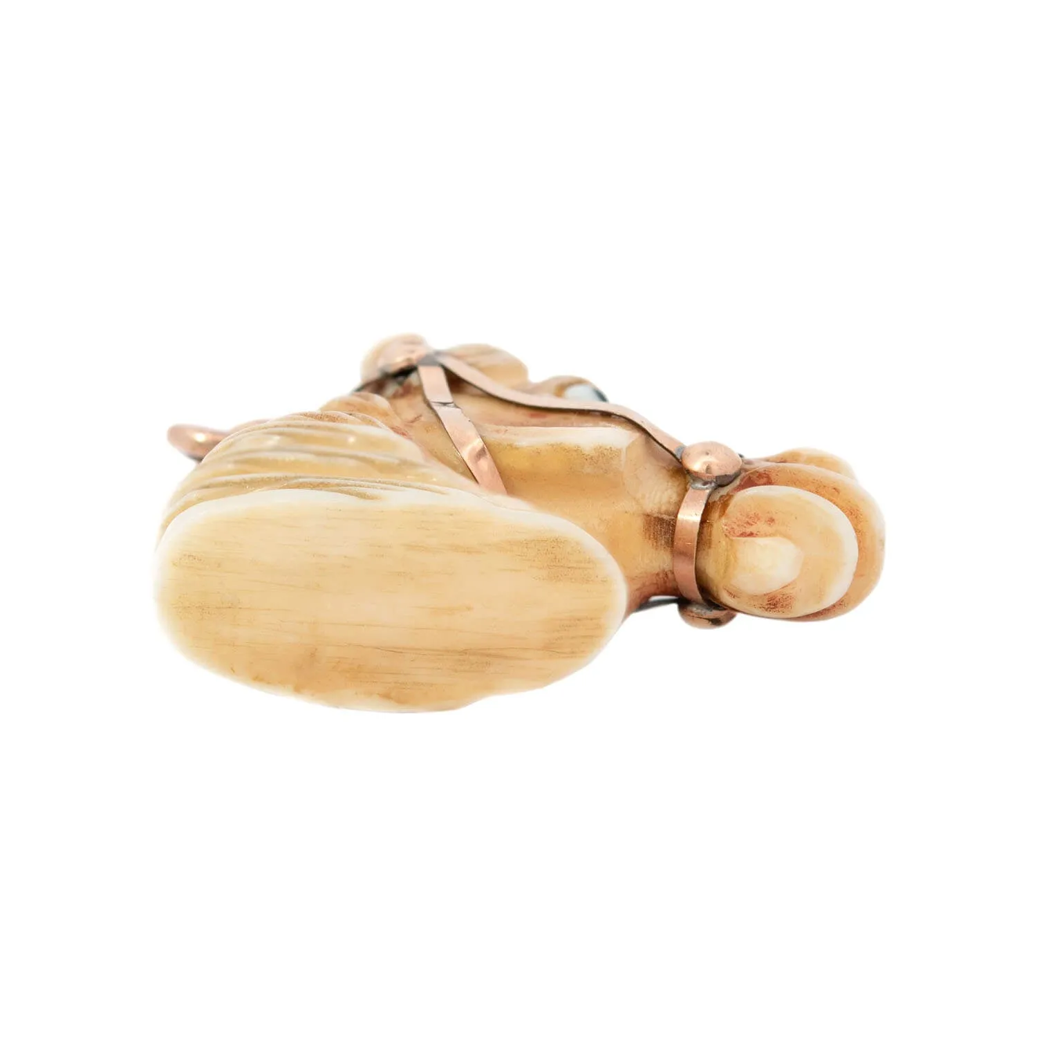 Victorian Gold Filled Carved Bone Horse Head Fob