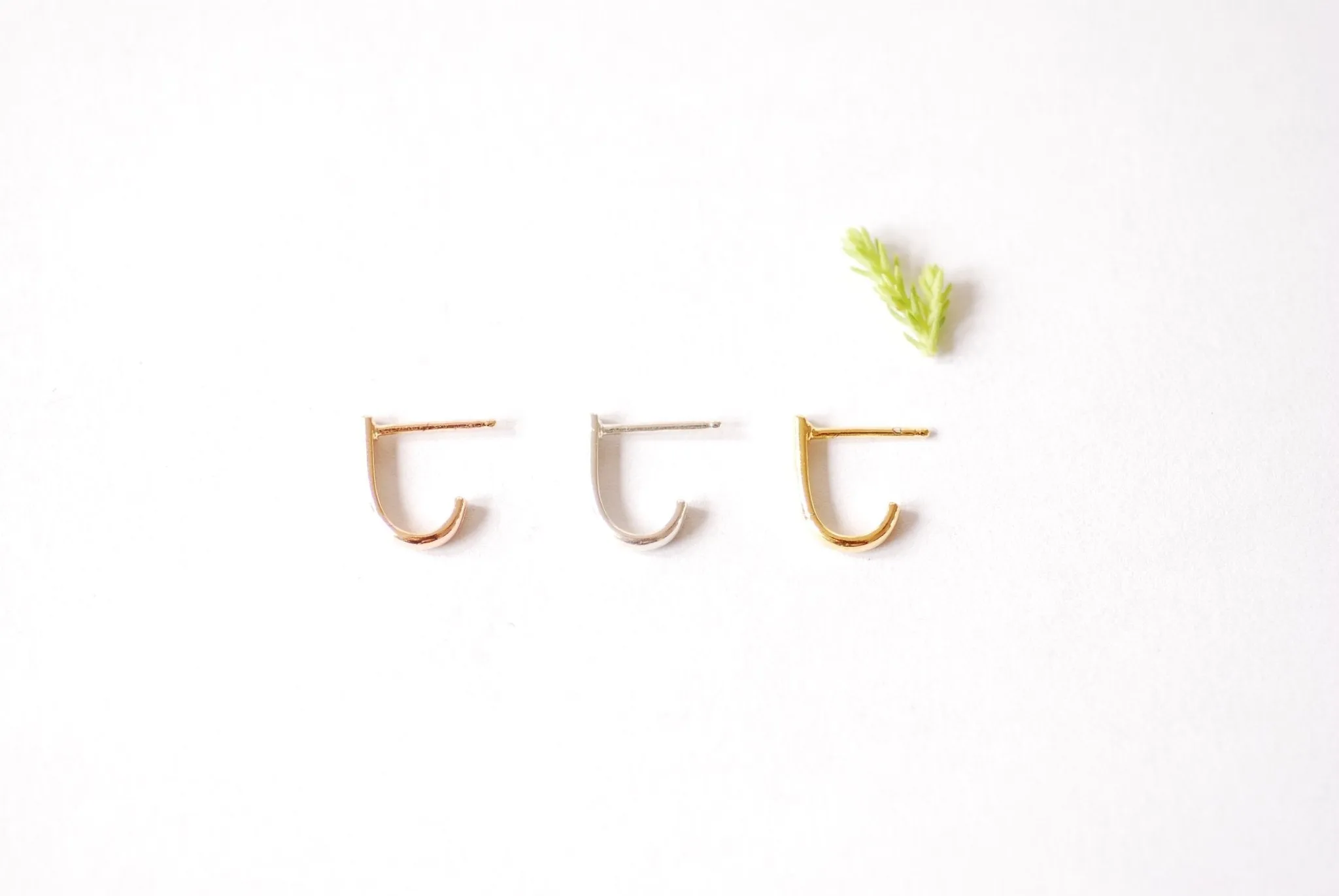 Wholesale Hook Stud Earrings - Choose 18k Gold or 925 Sterling Silver Bar Stud Hoop Earrings Hug Hoops Ear Huggie Earrings Minimalist Earrings, 526