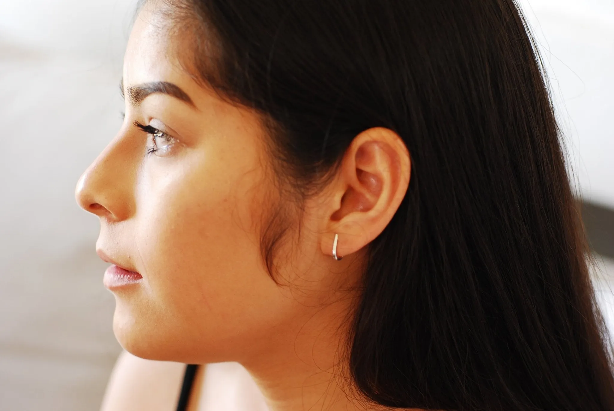 Wholesale Hook Stud Earrings - Choose 18k Gold or 925 Sterling Silver Bar Stud Hoop Earrings Hug Hoops Ear Huggie Earrings Minimalist Earrings, 526