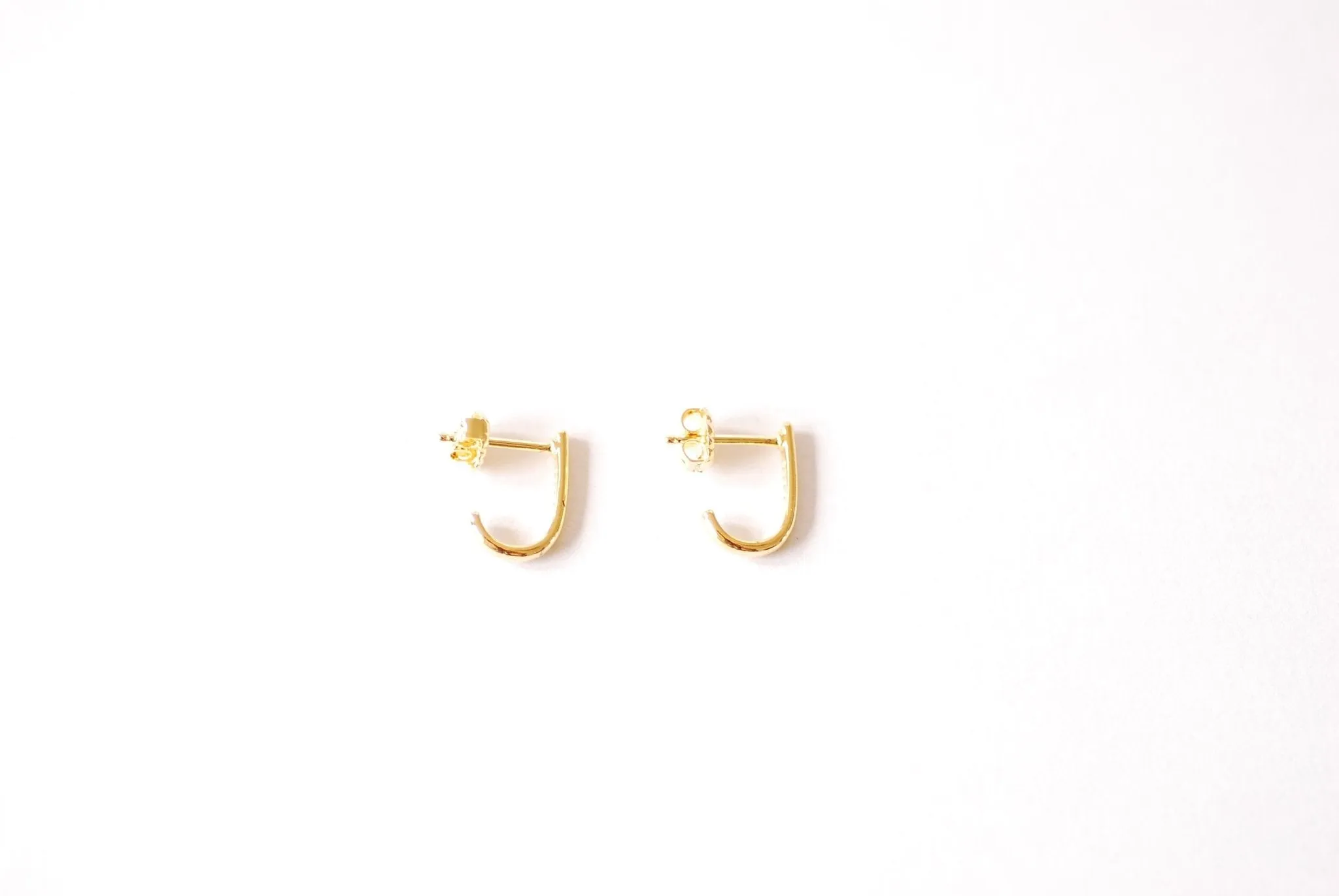 Wholesale Hook Stud Earrings - Choose 18k Gold or 925 Sterling Silver Bar Stud Hoop Earrings Hug Hoops Ear Huggie Earrings Minimalist Earrings, 526