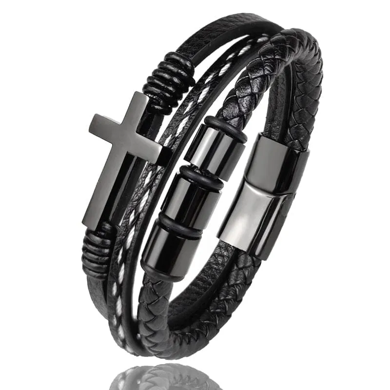 WWJD Family Name Beads Cross Bracelet